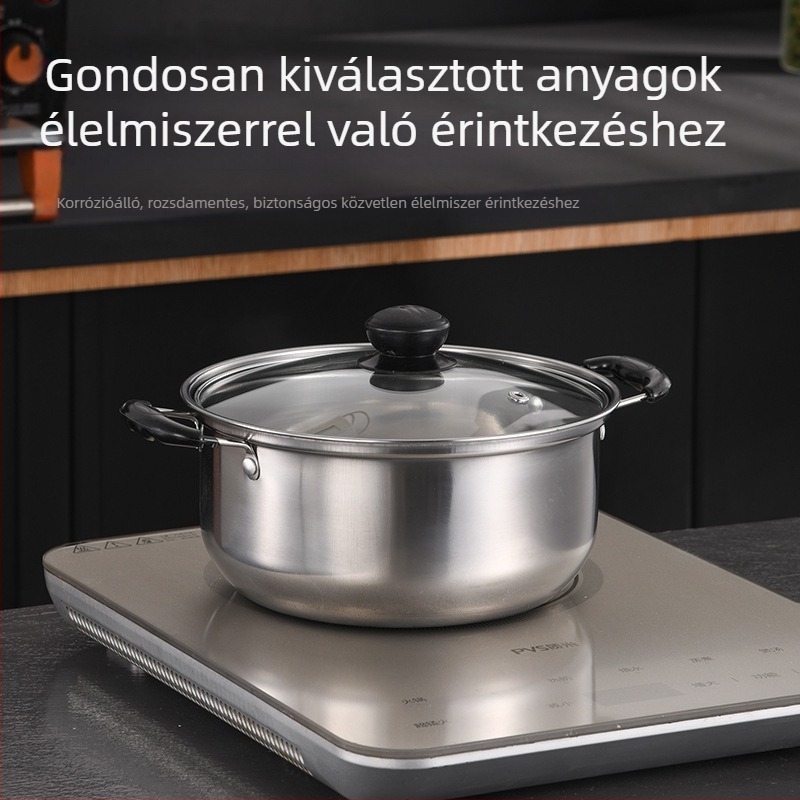 Határokon átnyúló rozsdamentes acél edénykészlet, 6 darabos exportkészlet, edénysor fogantyúval, sütőfogantyús leveses fazék, 16-20 cm-es ajándékkészlet