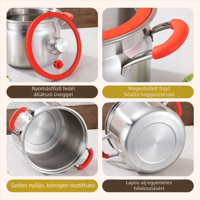 Vastagított rozsdamentes acél mikronyomású főző, nagy kapacitású háztartási levesesfazék, lezárt üveg, pároláshoz és főzéshez, többcélú gőzölős levesesfazék, nagykereskedelmi ajándék