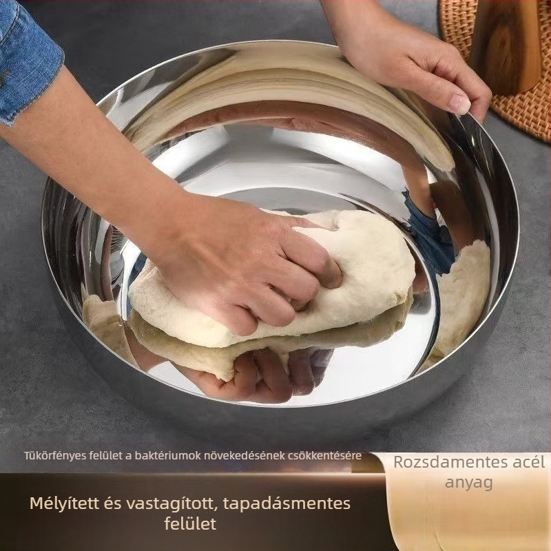 Rozsdamentes acél mosdó, tükörrel vastagított háztartási tojásmedence, vegyes zöldséges főzőmedence, konyhai zöldségmosó medence, sütő- és tapadásmentes medence