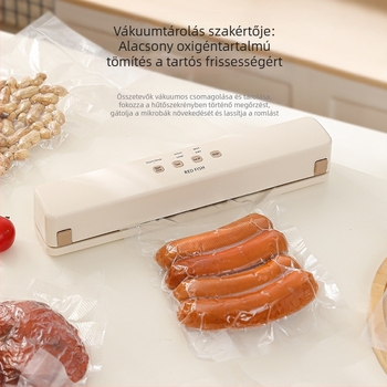 Teljesen automatikus vákuumcsomagoló gép háztartási kiskonyhai élelmiszer-tartósításhoz, kompressziós csomagoláshoz, függőleges lezárási minta