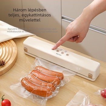 Teljesen automatikus vákuumcsomagoló gép háztartási kiskonyhai élelmiszer-tartósításhoz, kompressziós csomagoláshoz, függőleges lezárási minta