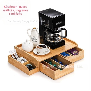Határokon átnyúló bambusz teafilter tárolódoboz, kihúzható kávékapszula doboz, bambusz és fa doboz fiókkal