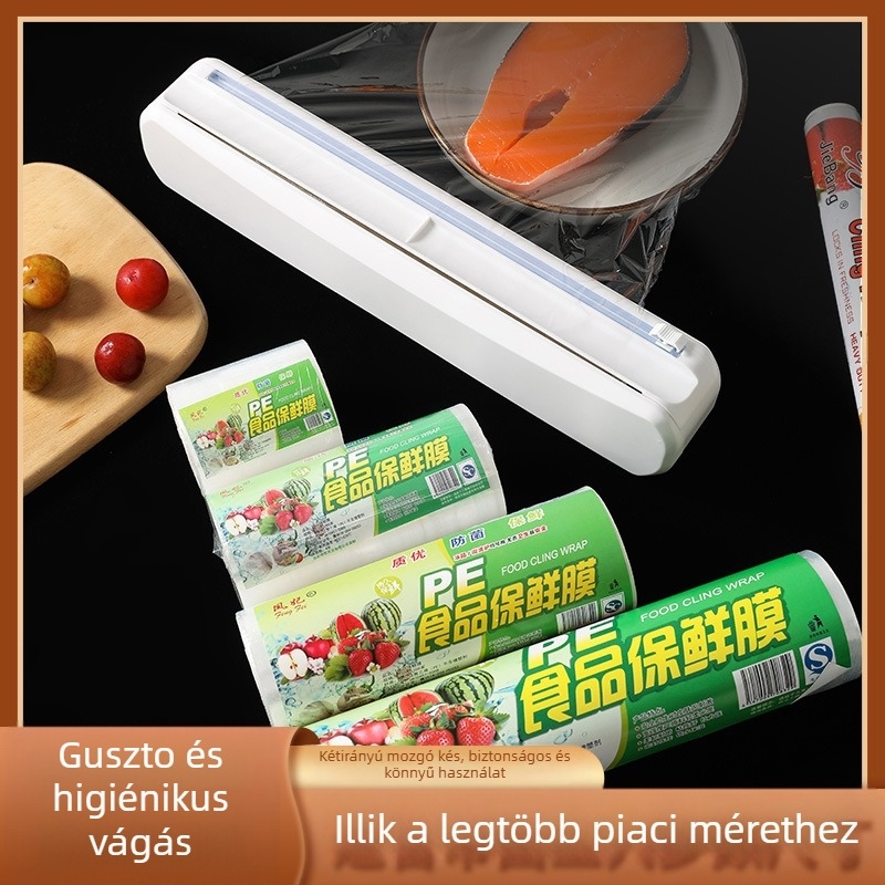 Tapadókorongos műanyag fóliavágó műanyag fólia konyhai eldobható tömítő állítható csomagoló tapadókorongos vágódoboz