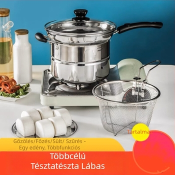 Rozsdamentes acél leveses fazék, háztartási sűrített fazék, koreai stílusú ramen fazék, tésztafazék, leveses fazék, univerzális indukciós tűzhelyhez, gázhoz