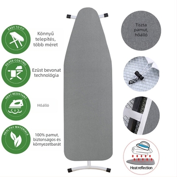 Gyártói kellékek ezüstözött vasalódeszka-huzat, porálló vasalódeszka-huzat, magas hőmérsékletnek ellenálló vasalódeszka-huzat, egyedi gyártású, határokon átnyúló nagykereskedelem