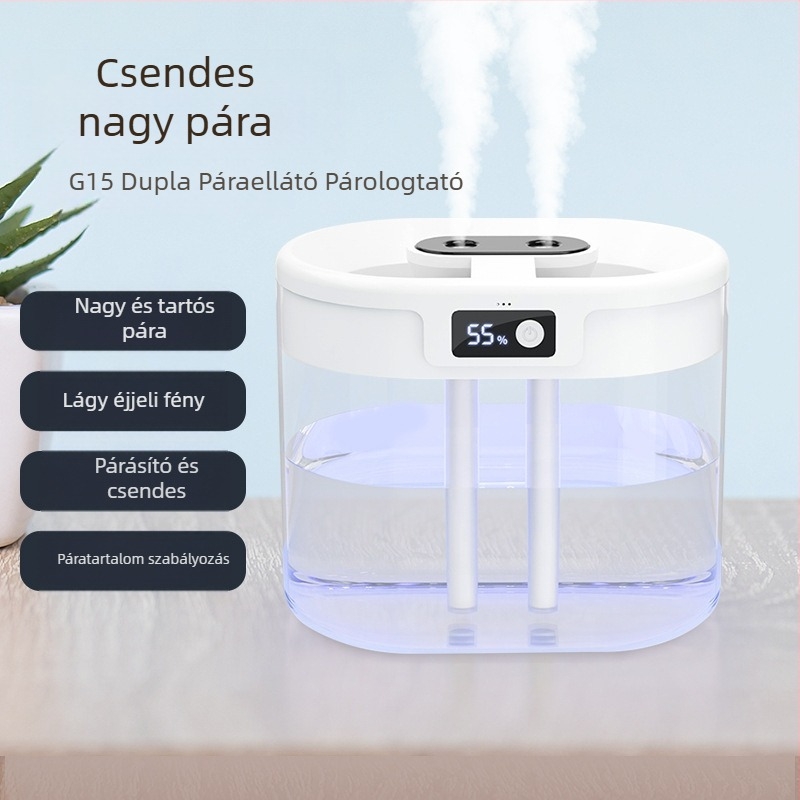 Határokon átnyúló új párásító, dupla sugaras, nagy kapacitású háztartási csendes párásító, usb vezetékes töltőpermetezős éjszakai fénypárásító