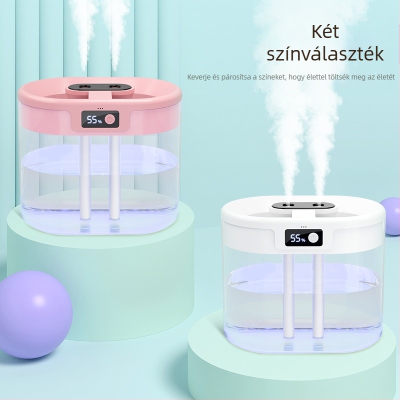 Határokon átnyúló új párásító, dupla sugaras, nagy kapacitású háztartási csendes párásító, usb vezetékes töltőpermetezős éjszakai fénypárásító