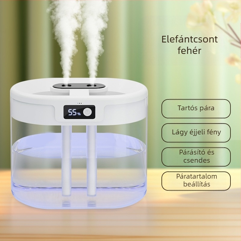 Határokon átnyúló új párásító, dupla sugaras, nagy kapacitású háztartási csendes párásító, usb vezetékes töltőpermetezős éjszakai fénypárásító