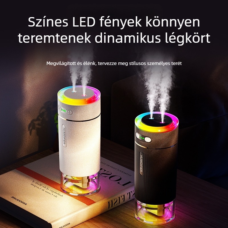 Új párásító beltéri hálószoba autó párásítás kis hidratáló spray kettős spray egyszerű usb csendes légköri fény