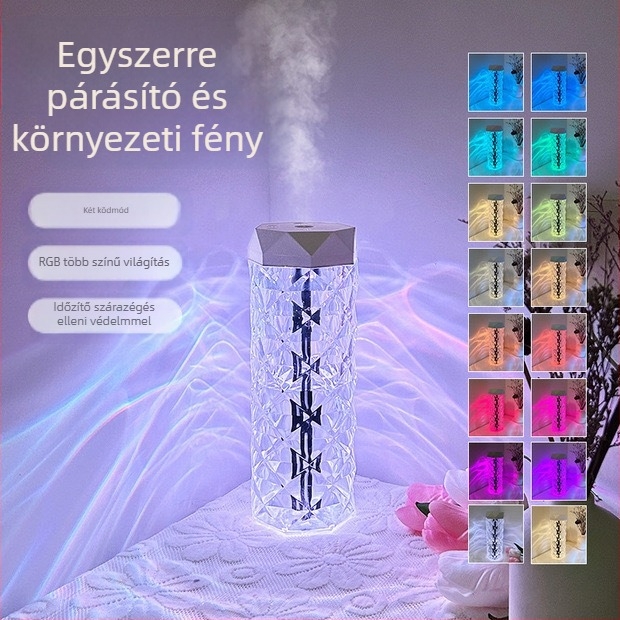Határokon átnyúló kristály párásító RGB színváltós színes párásító otthoni asztali nagy kapacitású légtisztító nagykereskedelem