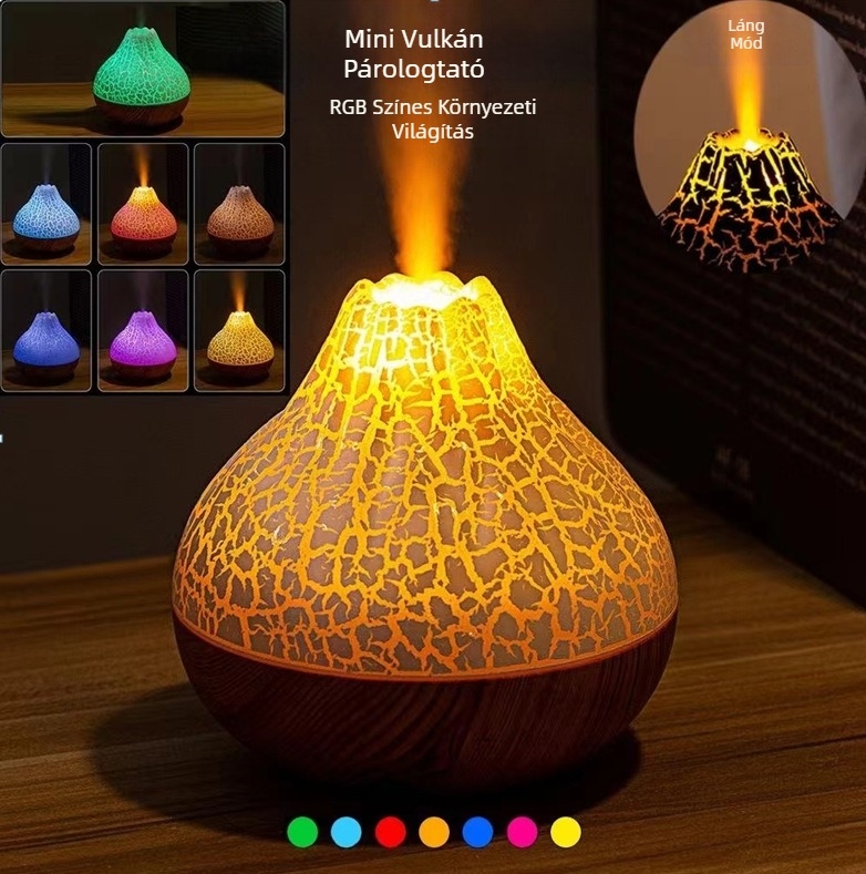 Rift LED éjszakai fény kis vulkán asztali párásító köd színes légköri fény láng párásító