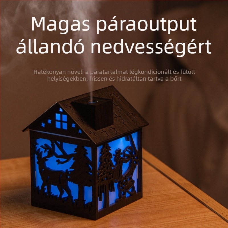 Új karácsonyi elem párásító Mikulás karácsonyfa karácsonyi faház lágy és ragyogó színes fénypárásító