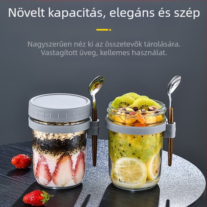 Határokon átnyúló nagykereskedelmi zabpelyhes pohár, elegáns reggelizőpohár kanállal, joghurtos pohár, hordozható saláta turmix, tejespohár