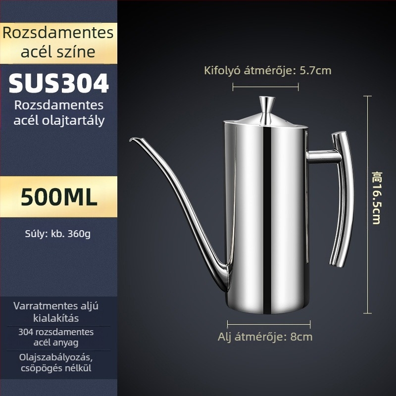 Rozsdamentes acél olajfazék, 304-es konyhai, európai stílusú edény, kreatív étolajfazék, szivárgásmentesre bővíthető, 700–500 ml-esre