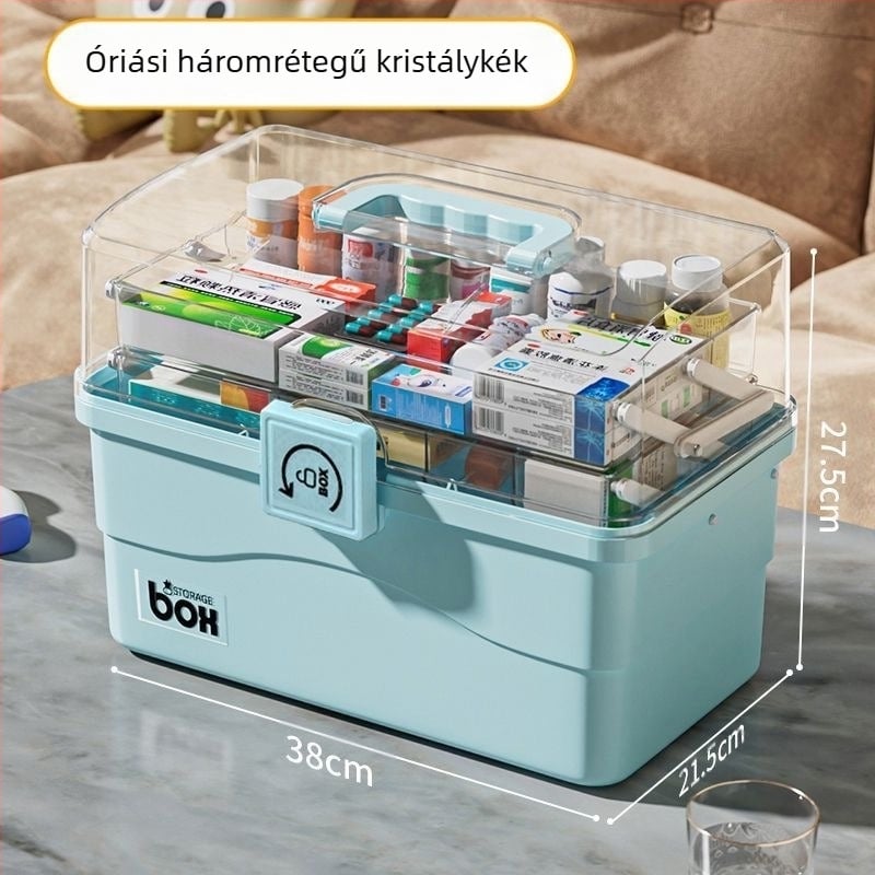 Gyógyszeres doboz háztartási nagy kapacitású háztartási gyógyszeres doboz többfunkciós vegyes tároló doboz nagy értékű asztali tárolóállvány