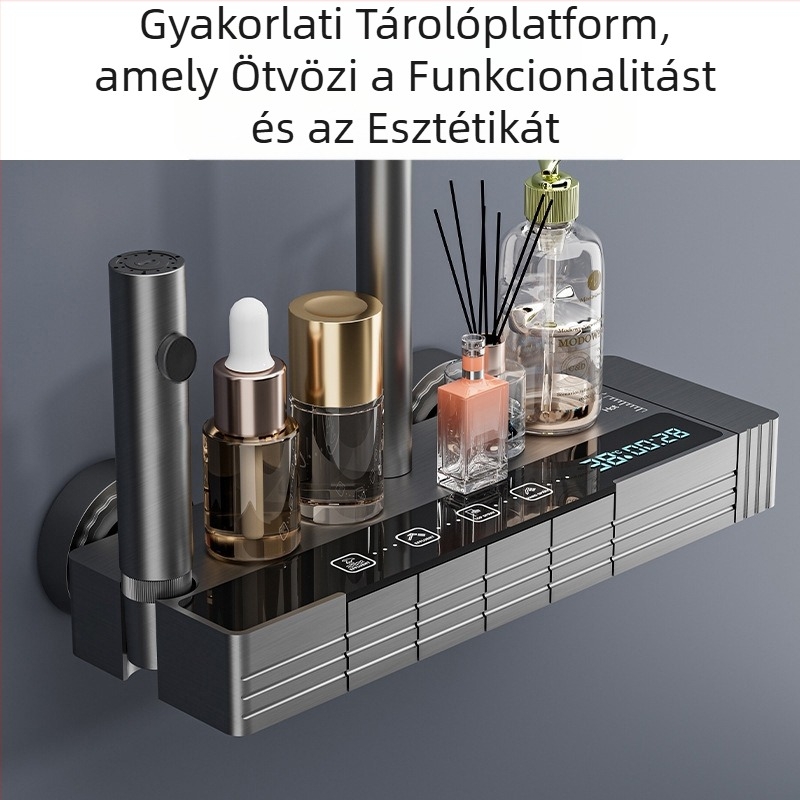 Új zuhanyfej fürdőszobai esőztető zuhanyszett multifunkciós zuhanyfej gombos kapcsoló hangulatvilágítás teljes szett digitális kijelzős zuhanyfej