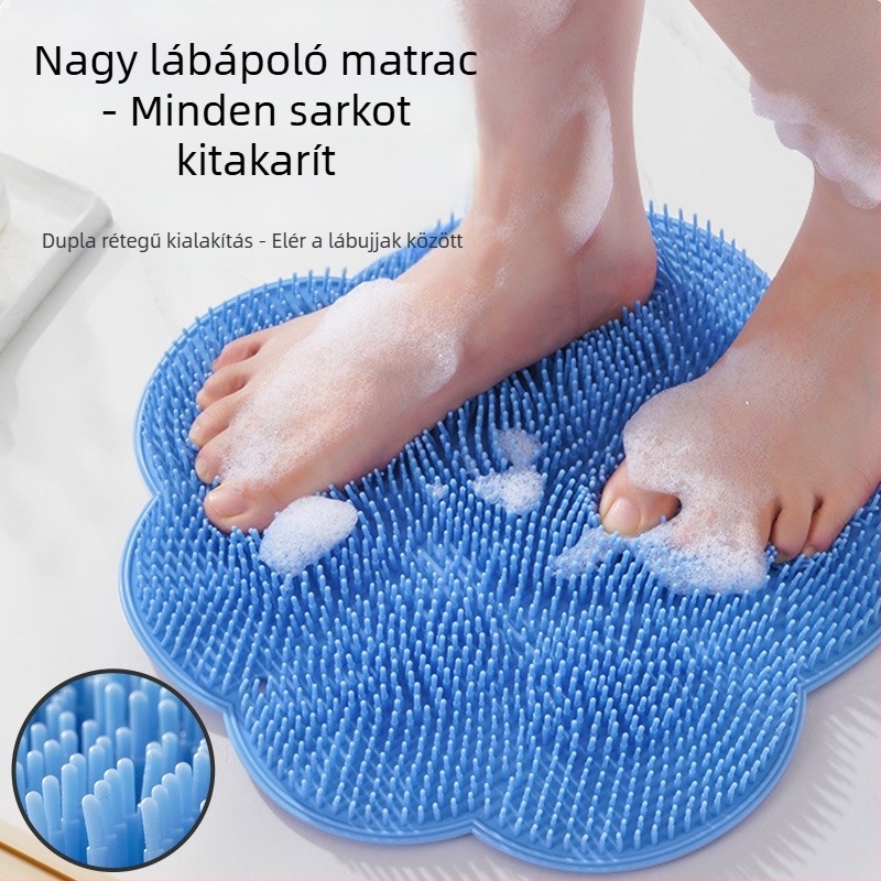 Fürdőszobai lábtisztító szőnyeg lábmosáshoz, elhalt bőr eltávolításához, nagy lusta háttisztító tapadókorongos masszázzsal