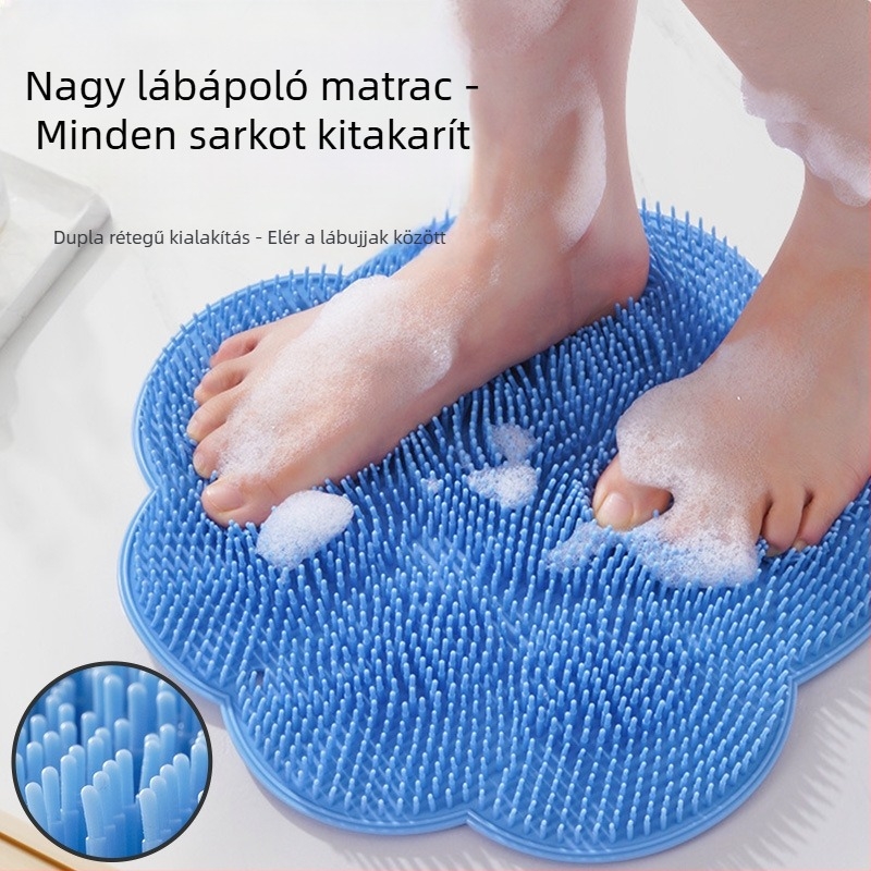 Fürdőszobai lábtisztító szőnyeg lábmosáshoz, elhalt bőr eltávolításához, nagy lusta háttisztító tapadókorongos masszázzsal