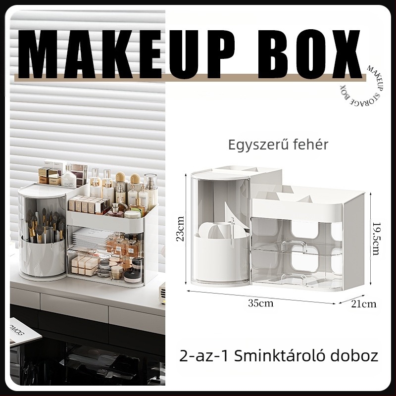 Kozmetikai tárolódoboz, asztali fiókos, csúcskategóriás, pormentes, nagy kapacitású fésülködőasztal, bőrápolási termék, maszk tárolóállvány