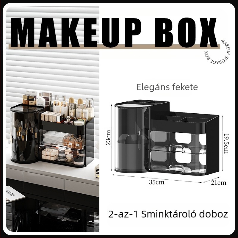 Kozmetikai tárolódoboz, asztali fiókos, csúcskategóriás, pormentes, nagy kapacitású fésülködőasztal, bőrápolási termék, maszk tárolóállvány
