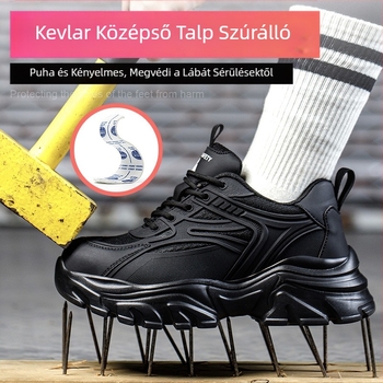 Határokon átnyúló nagykereskedelmi női munkavédelmi cipő, könnyű, divatos, nehézkes, biztonsági cipő, törésbiztos, piercingbiztos, kis méretű, fekete platform