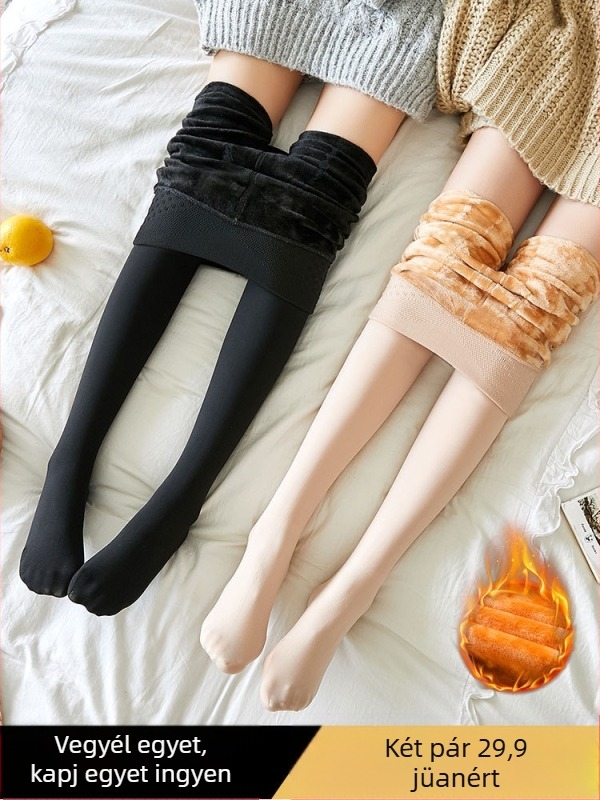 Hússzínű, valósághű, új, csupasz lábhatású női egyrészes harisnya, meleg pamutnadrág őszre és télre, polár béléssel és vastagított leggings
