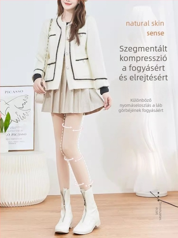 Hússzínű, valósághű, új, csupasz lábhatású női egyrészes harisnya, meleg pamutnadrág őszre és télre, polár béléssel és vastagított leggings