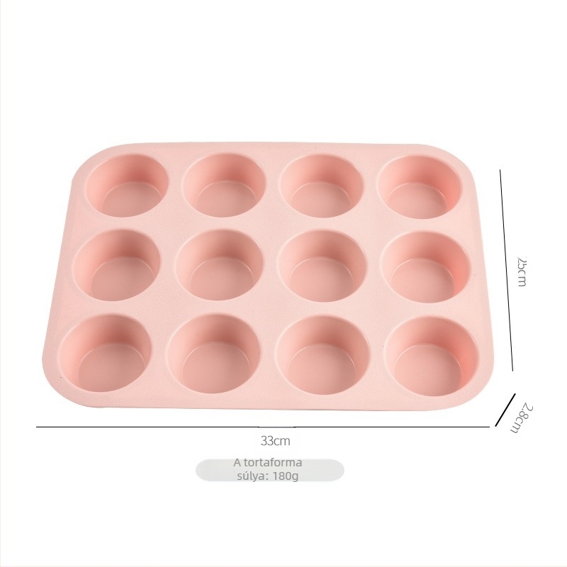 165 g-os szilikon 12 db-os cupcake forma, élelmiszeripari minőségű, magas hőmérsékletnek ellenálló, könnyen tisztítható, sütőeszköz, háztartási sütőtálca forma