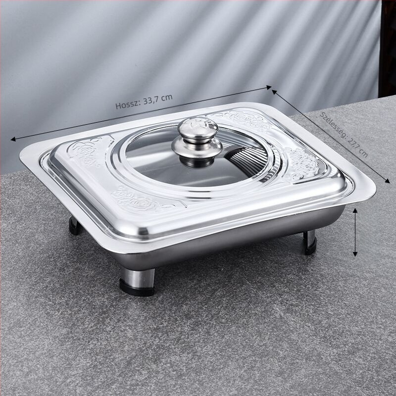 Rozsdamentes acél négylábú tűzhely büfé négyzet alakú tűzhely grillezett halfőző Visual Glass Factory közvetlen levehető kombinált lábak