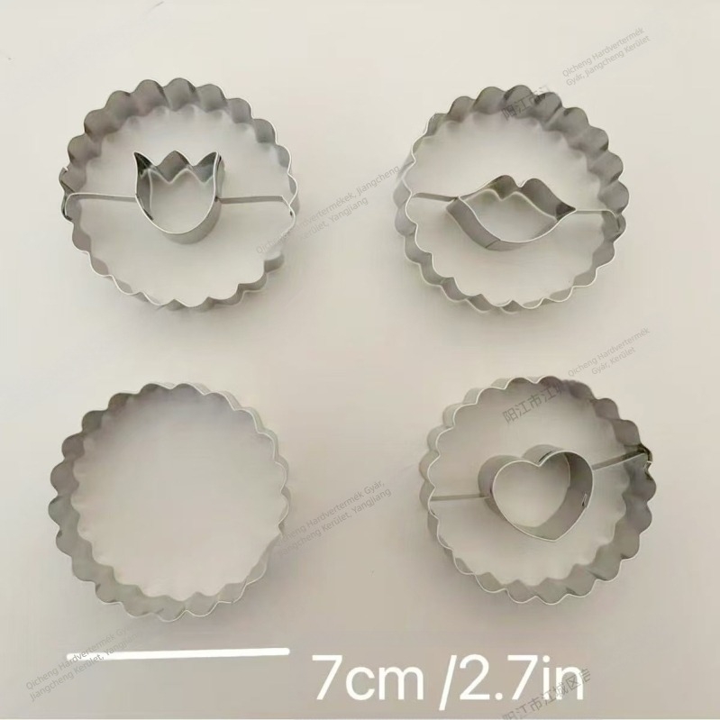 Spot karácsonyi rozsdamentes acél sütiforma szív hullámos kerek Valentin-napi fondant lekváros sütiforma