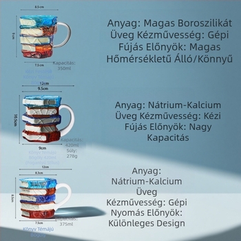 Határokon átnyúló új, népszerű háztartási újdonságnak számító kávéscsésze, magas boroszilikát üvegpohár, kézzel festett, halmozott könyvbögre