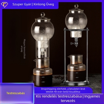 ♔ Jégcseppes kávéfőző, csepegtetőszűrő, hidegen főzött kávéfőző készlet, kézzel főzött jégkávé, evőeszközök, pohár, jégcsepegtető