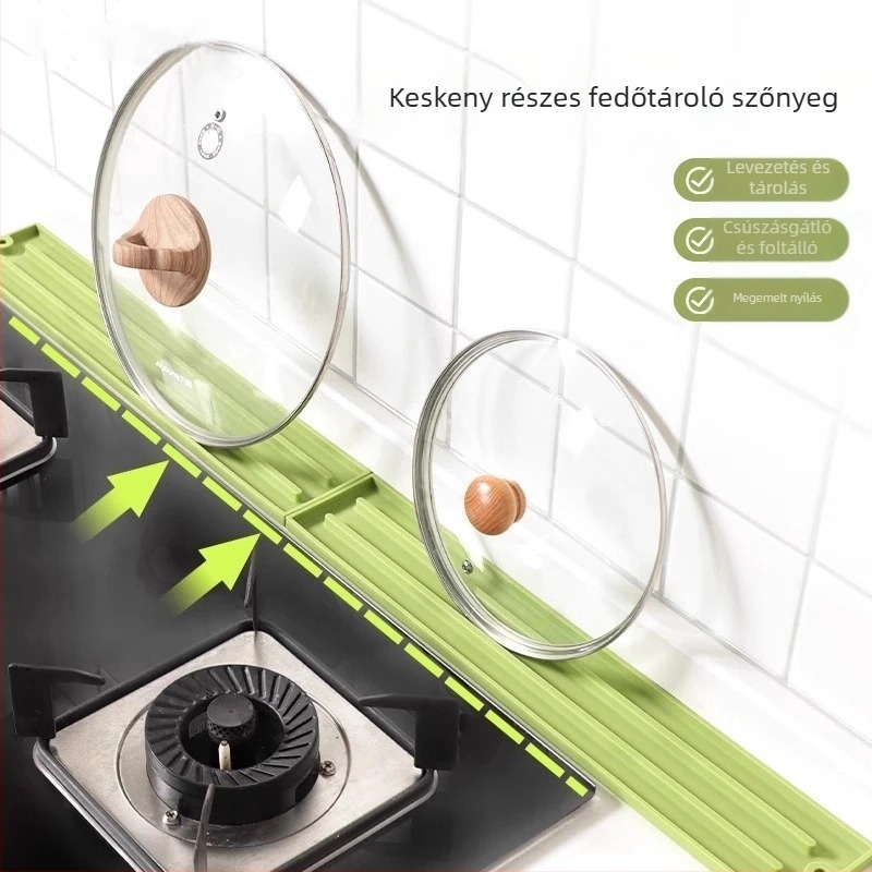 konyhai szilikon edényfedő szőnyeg keskeny szélű csúszásgátló szőnyeg háztartási elhelyező szőnyeg tűzhely magas hőmérsékletnek ellenálló szigetelő szőnyeg tároló tároló szőnyeg