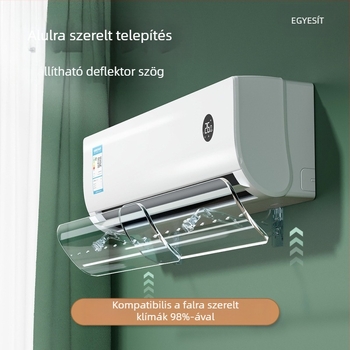 Átlátszó klíma szélterelő, beszerelést nem igénylő, visszahúzható, falra szerelhető klíma szélvédő, közvetlen fújás elleni védelemmel ellátott légkimeneti szélterelő