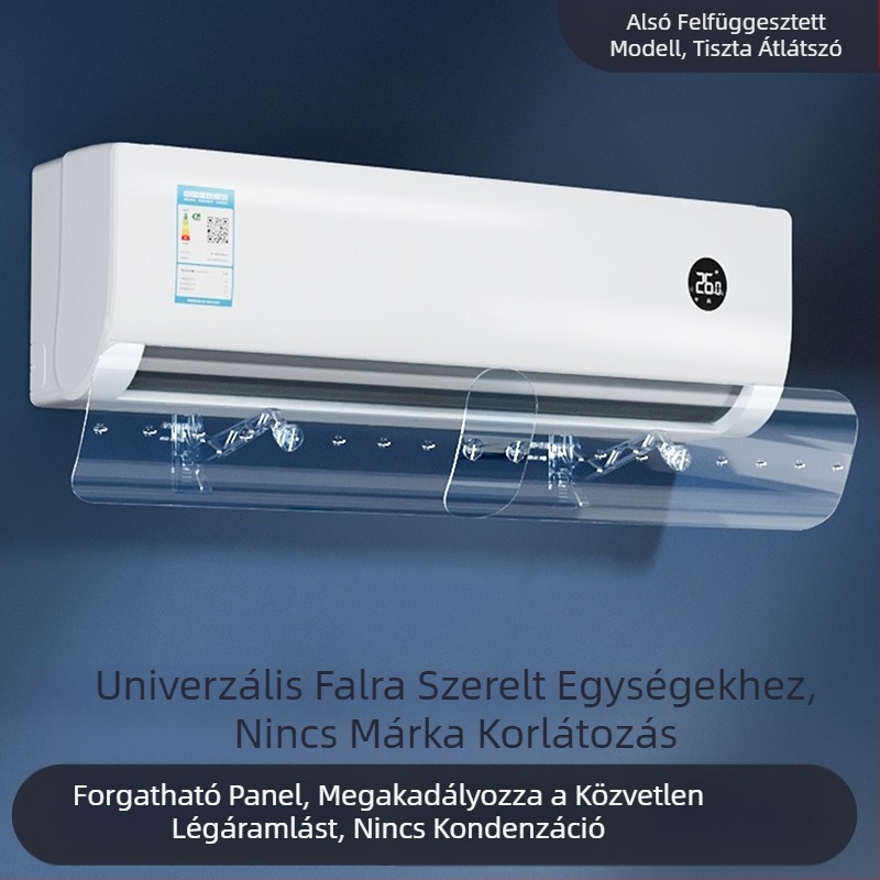 Átlátszó klíma szélterelő, beszerelést nem igénylő, visszahúzható, falra szerelhető klíma szélvédő, közvetlen fújás elleni védelemmel ellátott légkimeneti szélterelő