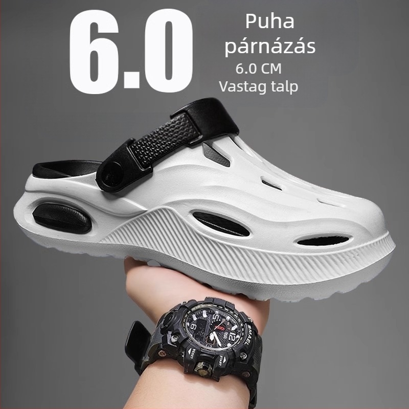 Határokon átnyúló, magasságnövelő klumpa férfiaknak, nyári divat, vastag talpú sport felsőruházat, lábujj-lábujj papucsok, dropshipping