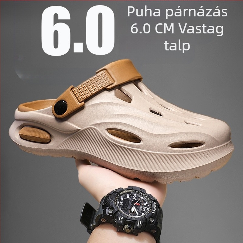 Határokon átnyúló, magasságnövelő klumpa férfiaknak, nyári divat, vastag talpú sport felsőruházat, lábujj-lábujj papucsok, dropshipping