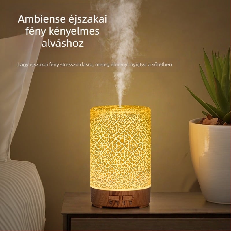 Színes faerezetes repedés ultrahangos párásító asztali usb háztartási nagy kapacitású hálószobai kis asztali lámpa aromaterápiás gép