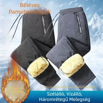 Északkeleti gyapjúbélésű pamut nadrág Férfi plus size laza bárány bársony vastagított nadrág Sport alkalmi láb szélálló nadrág