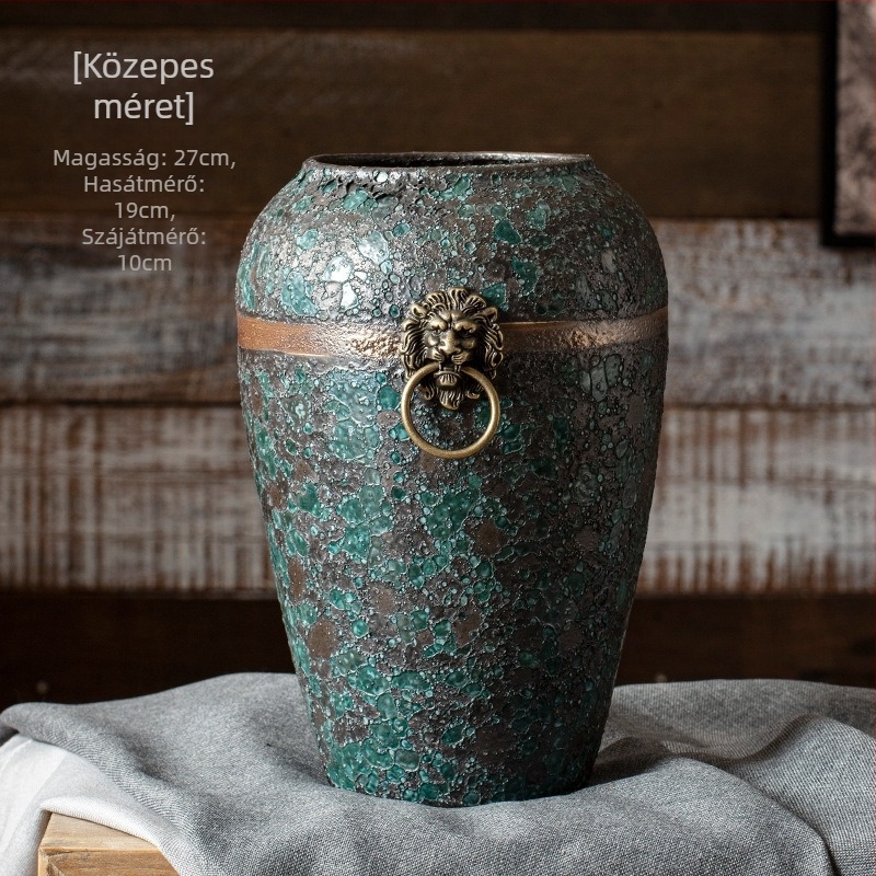 Jingdezhen új kínai stílusú retro régi zen bejárati nappali berendezése szárított virágokkal és vízzel telített kerámiavázával