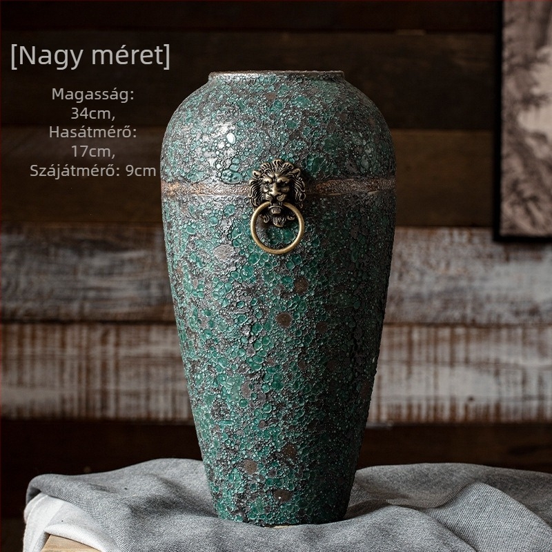 Jingdezhen új kínai stílusú retro régi zen bejárati nappali berendezése szárított virágokkal és vízzel telített kerámiavázával