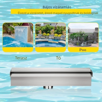 Gyári közvetlen beszállítású úszómedence szökőkút rozsdamentes acélból készült úszómedence-vízesés túlfolyó csőcsatlakozóval téglalap alakú kerti kültéri