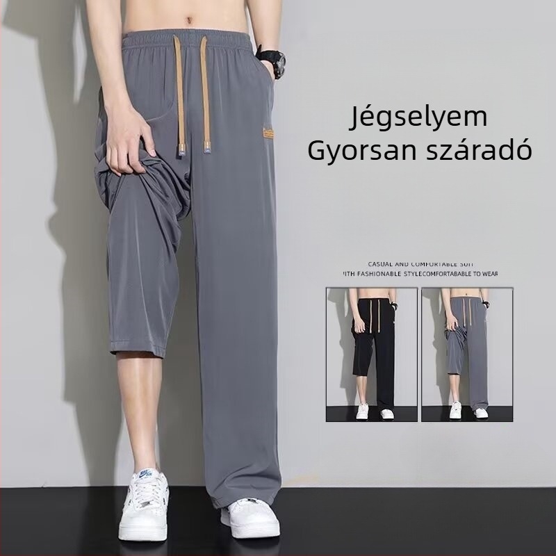 Plusz méretű férfi nyári nadrág, laza szabás, egyenes szár, sportos hétköznapokra
