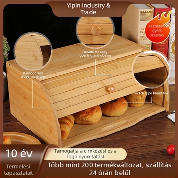 Bambusz kenyértároló doboz multifunkcionális konyhai sütőtároló doboz asztali rendszerező irodai tárolódoboz fedéllel