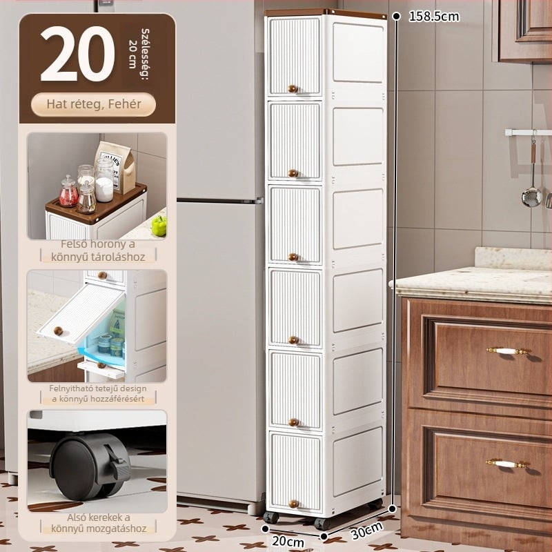 20 cm-es keskeny résű tárolószekrény fiókos konyhai rés többrétegű fürdőszobai keskeny tárolószekrény tárolóállvány