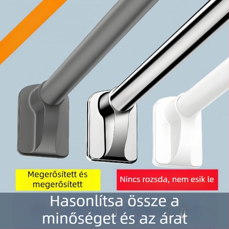 Perforált zuhanyfüggönyrúd, függönyrúd, rozsdamentes acél vastagított erkély ruhaszárító, teleszkópos ruhaszárító rúd, fehér vastagított hosszú rúd