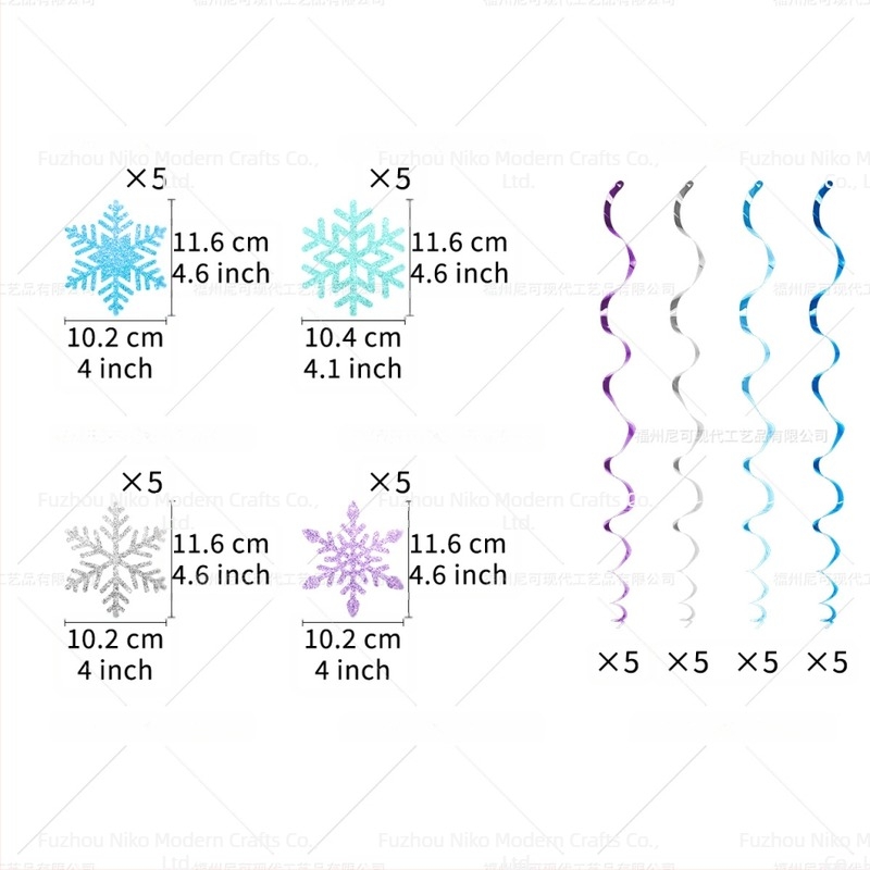 Karácsonyi hópehely spirál függődísz téli témájú hópehely függő pezsgőfürdő függődísz karácsonyi partidekoráció