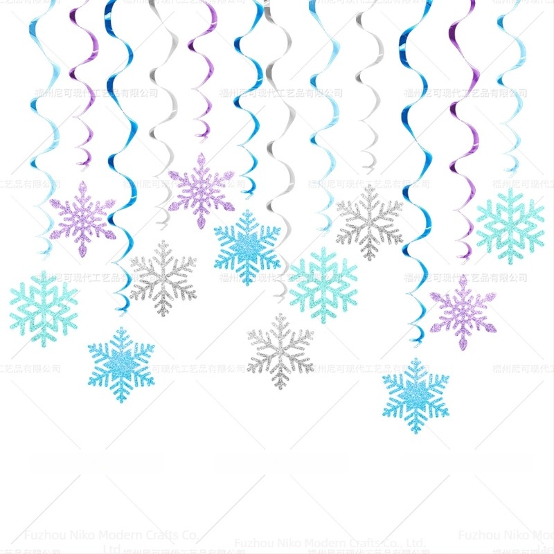 Karácsonyi hópehely spirál függődísz téli témájú hópehely függő pezsgőfürdő függődísz karácsonyi partidekoráció