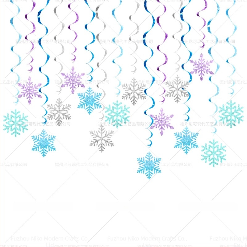 Karácsonyi hópehely spirál függődísz téli témájú hópehely függő pezsgőfürdő függődísz karácsonyi partidekoráció