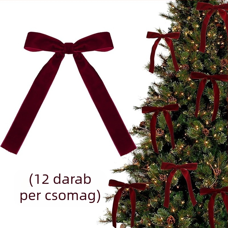 Határokon átnyúló új bársony szalaggal díszített karácsonyfa masni dekoráció ünnepi kiegészítők jelenetkijelző függő kiegészítők